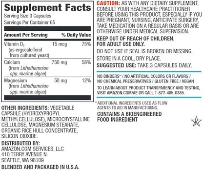 Amazon Elements Calcium Complex with Vitamin 250 mg (3 per 195 Capsules