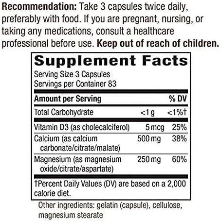 Nature’s Way Calcium-Magnesium-Vitamin D3 250 Capsules 2)