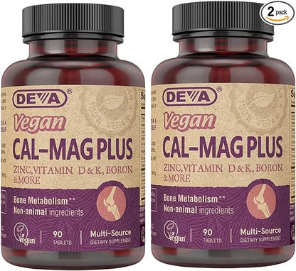 DEVA Vegan Calcium Magnesium Supplement Plus, 90-Tablets, 2-Pack 2-Pack