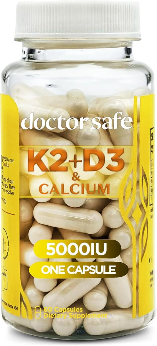 DOCTOR SAFE Vitamin D3 + K2 D3 5000iu 5000iu & 100mcg of K2 as MK-7 | (60ct)
