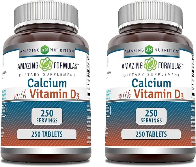 Amazing Formulas Calcium with Vitamin D3 Supplement 250 | 2 Pack)