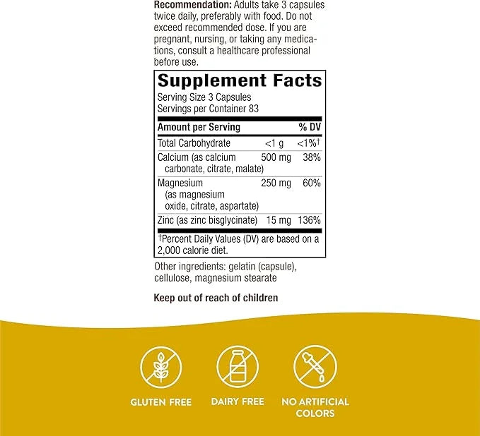 Nature’s Way Calcium-Magnesium-Zinc 250 Capsules