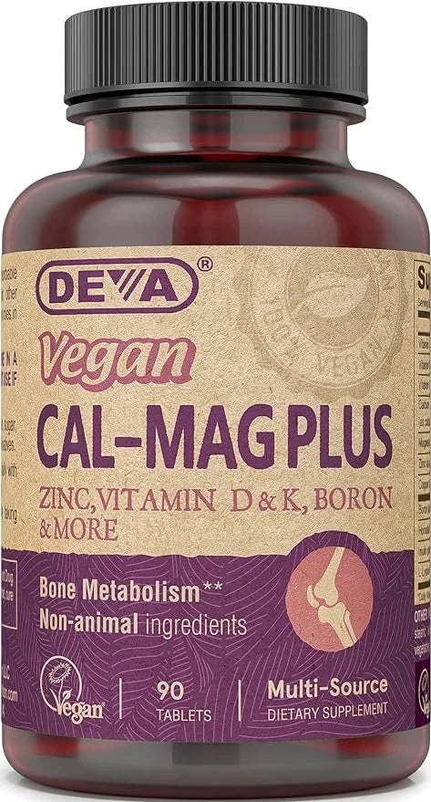 DEVA Vegan Calcium Magnesium Supplement Plus, 90-Tablets