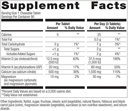 Bariatric Advantage Calcium Citrate Chewable 500mg D3 for 90 Count