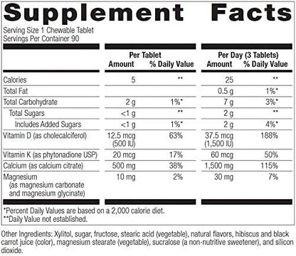 Bariatric Advantage Calcium Citrate Chewable 500mg D3 for 90 Count