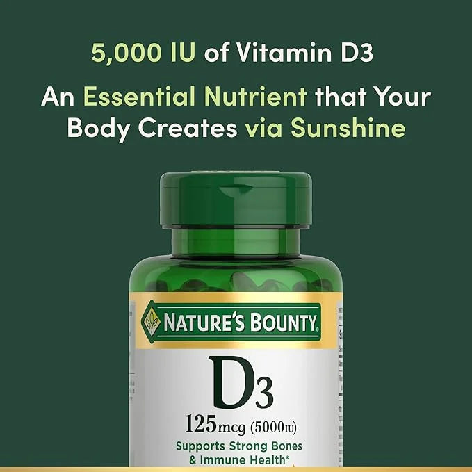 Nature's Bounty Vitamin D3, Immune Support, 125 mcg (5000iu), Rapid 240 Ct