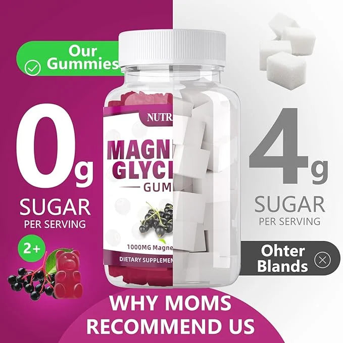 Magnesium Glycinate Gummies 1000mg with Magnesium B6, CoQ10, CoQ10, Calcium,Supports 90 Elderberry