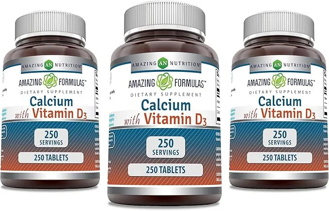 Amazing Formulas Calcium with Vitamin D3 Supplement 250 | 3 Pack)