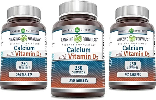 Amazing Formulas Calcium with Vitamin D3 Supplement 250 | 3 Pack)