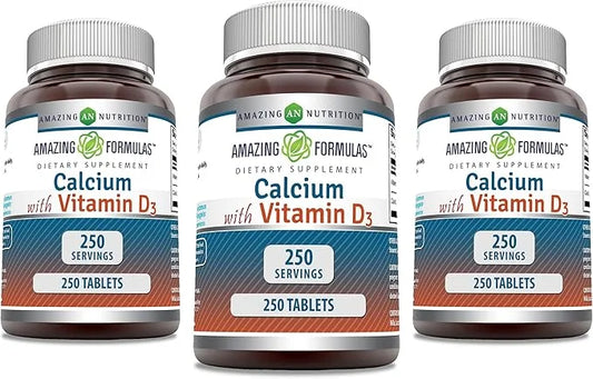 Amazing Formulas Calcium with Vitamin D3 Supplement 250 | 3 Pack)