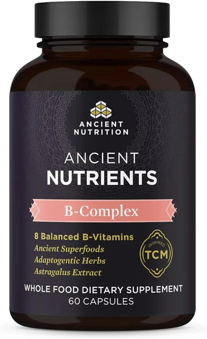 Ancient Nutrition Vitamin B Complex Supplement, 8 Balanced 60 Capsules