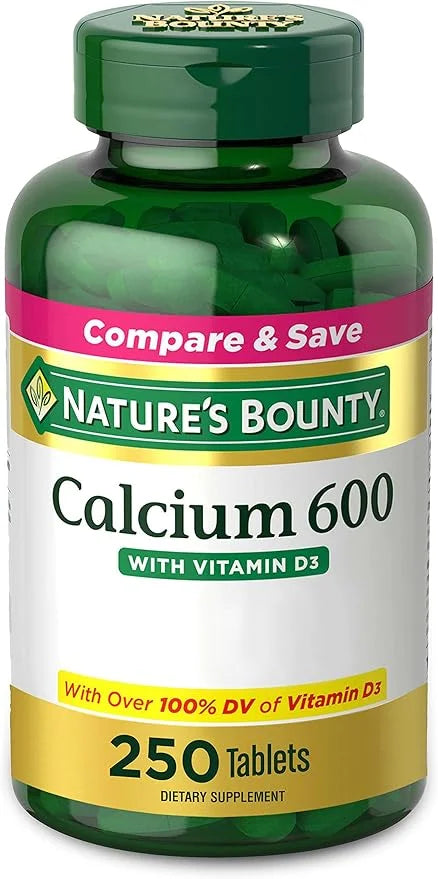 Nature's Bounty Calcium Carbonate & Vitamin 600mg Calcium 800IU Vitamin D3, 250 250 Tablets