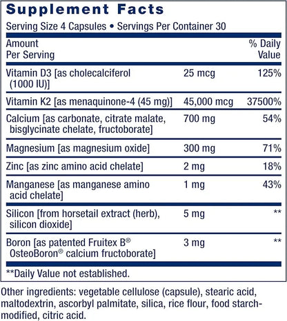 Life Extension Bone Restore Elite Calcium K2, calcium, D3, magnesium, K2, for 120 capsules