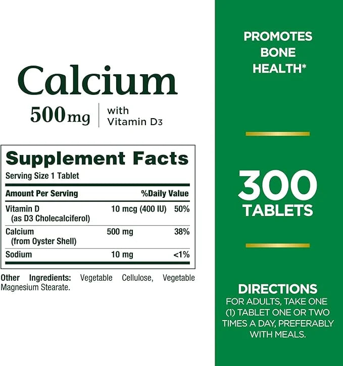 Nature's Bounty Calcium Plus 500 mg D3, Immune 300 Tablets