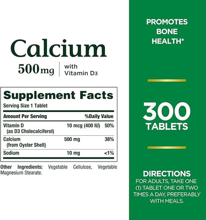 Nature's Bounty Calcium Plus 500 mg D3, Immune 300 Tablets