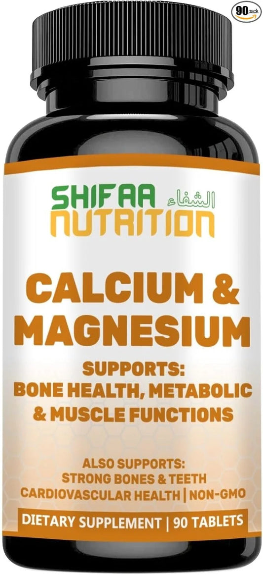 Halal Calcium Magnesium Supplement w/Vitamin D3 1,000 mg, 500mg | 30 Servings,