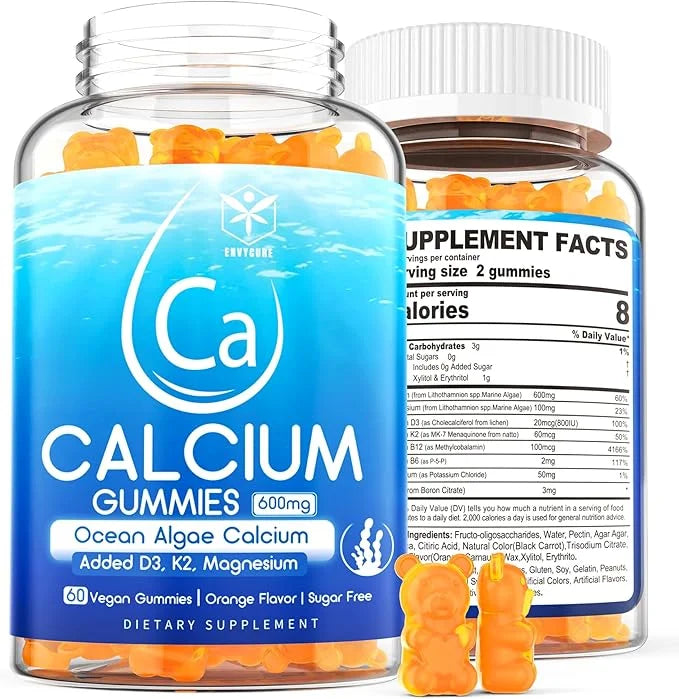 Sugar Free Calcium Gummies 600mg, Ocean D3, K2, K2, Magnesium, B6, B12, B12, Organic 1 Pack
