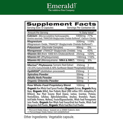 EMERALD LABS Osteo Bone Health D3, K2, K2, Calcium, 180 Vegetable