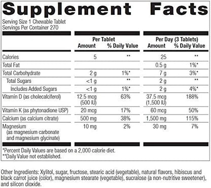 Bariatric Advantage Calcium Citrate Chewable 500 mg 270 Count
