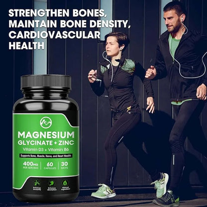 (2 Pack) Magnesium Glycinate Capsules, Magnesium 400mg with D3 & B6 - 120 Vegan