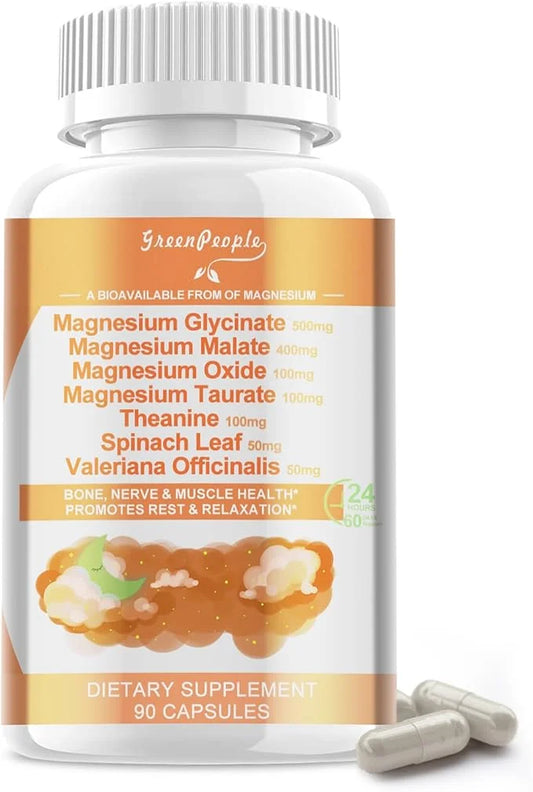 Magnesium Glycinate 500mg Capsules, with Malate, D3 & 6 Kinds 90 Capsules