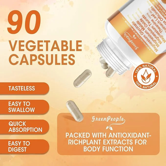 Magnesium Glycinate 500mg Capsules, with Malate, D3 & 6 Kinds 90 Capsules