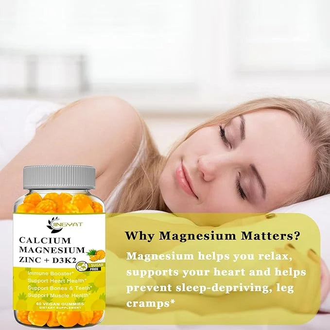 (2 Pack) Calcium Magnesium Zinc Gummies D3, Vitamin K2, High 500mg, Coq10 Coq10 -