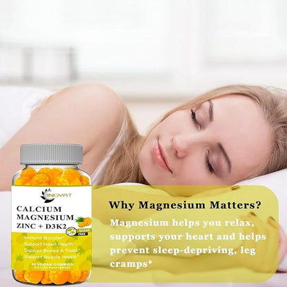 (2 Pack) Calcium Magnesium Zinc Gummies D3, Vitamin K2, High 500mg, Coq10 Coq10 -