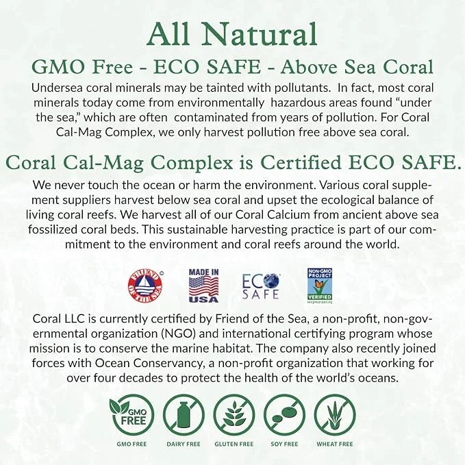 Coral Cal-Mag - Bioavailable Coral Calcium 2:1 Ratio 1200 International D3-180 Vegetarian