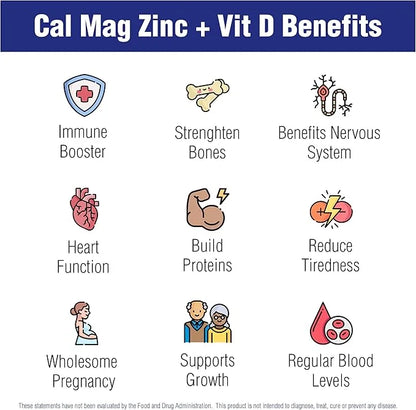 Calcium Magnesium Zinc Vitamin D Supplement 60 Tablets