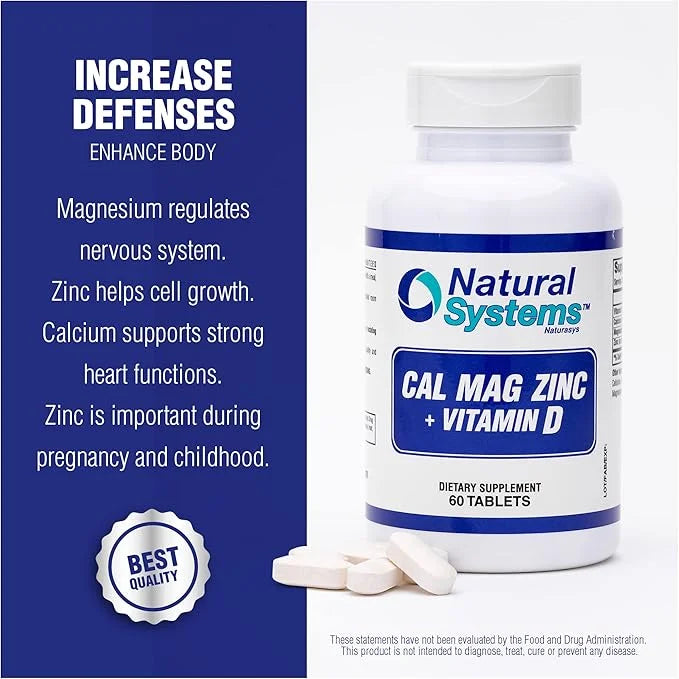 Calcium Magnesium Zinc Vitamin D Supplement 60 Tablets