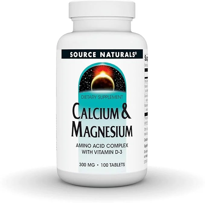 Source Naturals Calcium & Magnesium, Amino D-3, 300 300 MG 100 Tablets