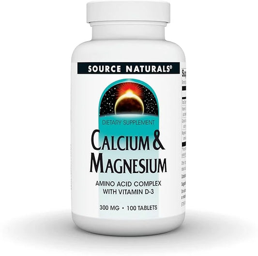 Source Naturals Calcium & Magnesium, Amino D-3, 300 300 MG 100 Tablets