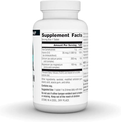 Source Naturals Calcium & Magnesium, Amino D-3, 300 300 MG 100 Tablets