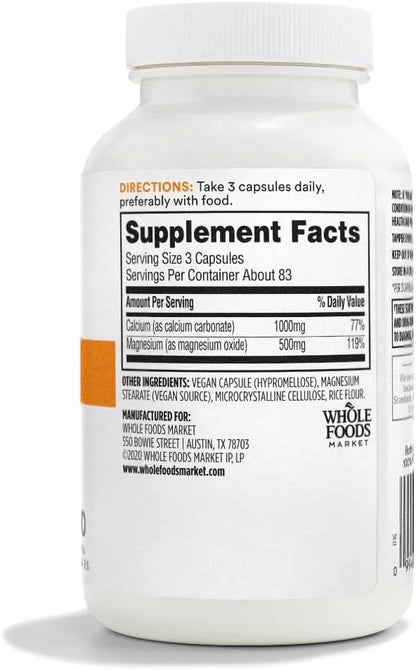 365 by Whole Foods Market, Calcium 1000Mg Magnesium 500Mg Easy 250 Veg