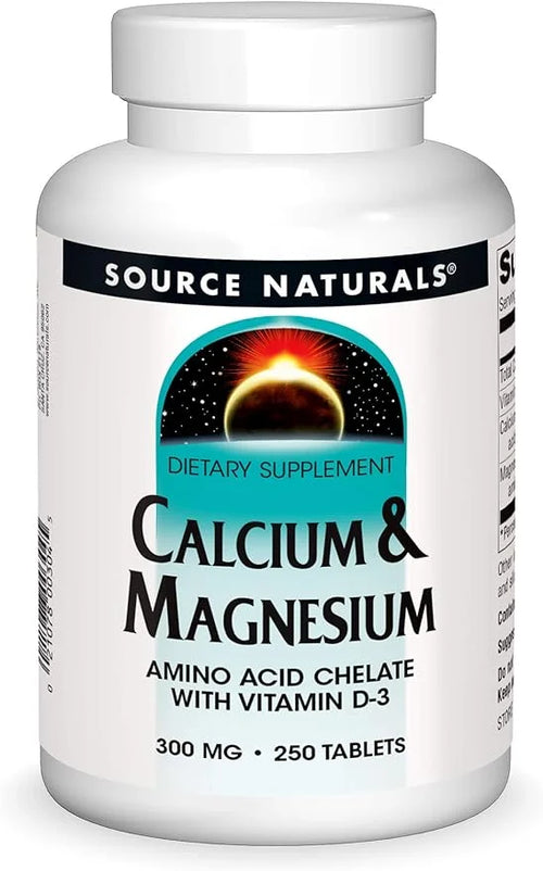 Source Naturals Calcium & Magnesium, Amino D-3, 300 300 MG 250 Tablets