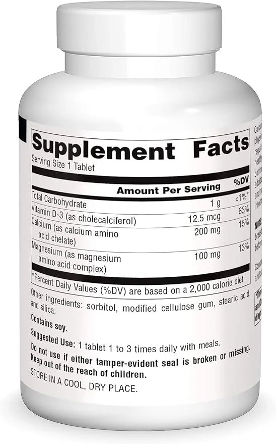 Source Naturals Calcium & Magnesium, Amino D-3, 300 300 MG 250 Tablets