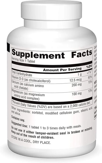 Source Naturals Calcium & Magnesium, Amino D-3, 300 300 MG 250 Tablets
