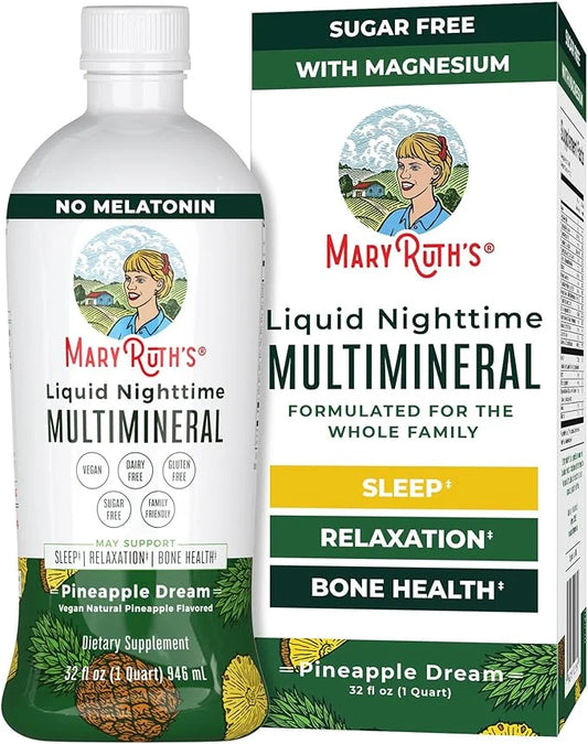 MaryRuth Organics Nighttime Liquid Multimineral Sleep 4 Flavors, 32 Servings 32 Fl