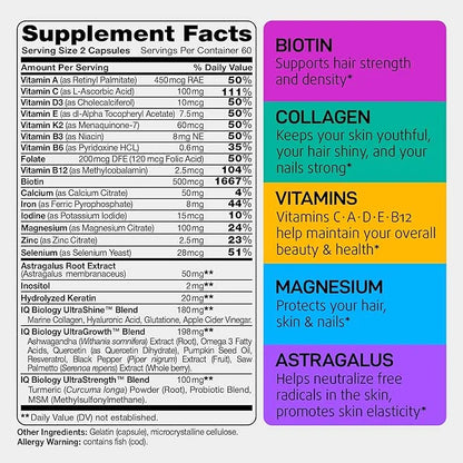Biotin Vitamins for Hair Skin and D3, C* 120PCS