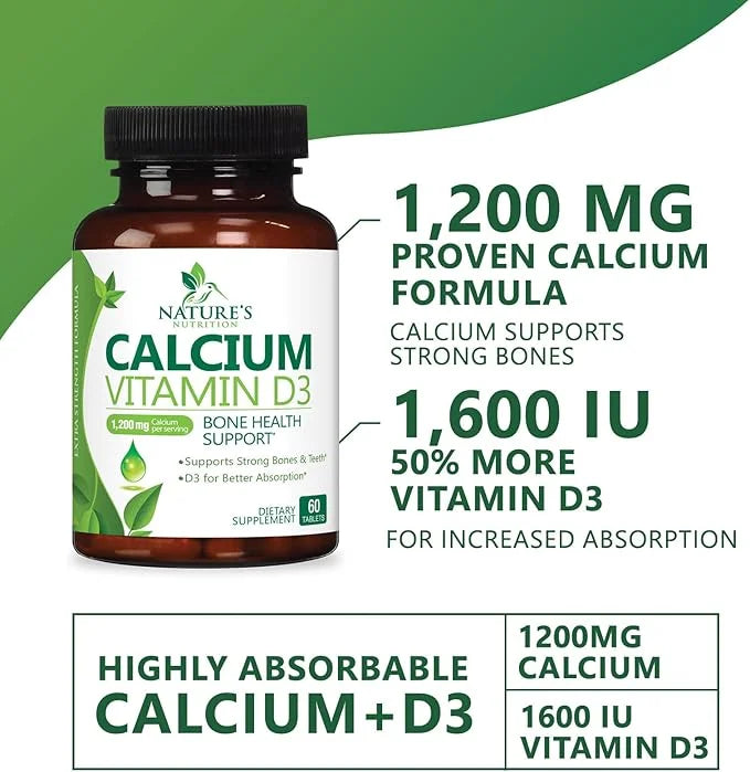 Calcium 1200 mg Plus Vitamin D3, 60 Tablets