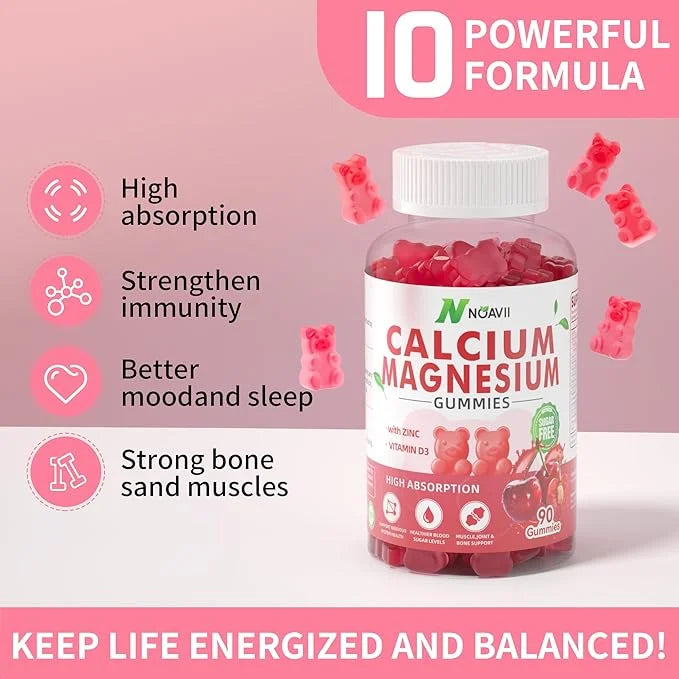 Calcium Magnesium Zinc Gummies with Vitamin D3, ashwagandha Flavor-180 Count