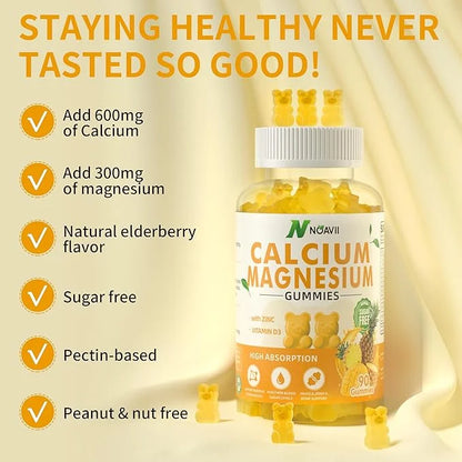 Calcium Magnesium Zinc Gummies with Vitamin D3, ashwagandha Flavor-180 Count