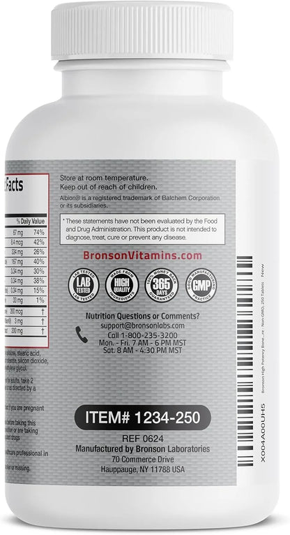 Bronson Bone Health & Strength Complex* 200 MCG K2 as MK7, Plus D3, and 250 Tablets