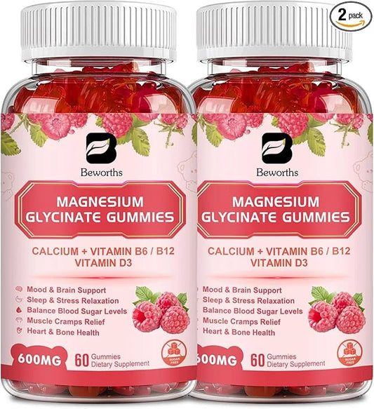Magnesium Glycinate Gummies, 600Mg Magnesium Supplement Q10, Vitamin, 120 Vegan