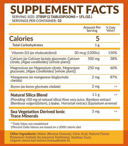 Calcium & Magnesium Liquid Supplement D3 - 100% Vegetarian 32 fl