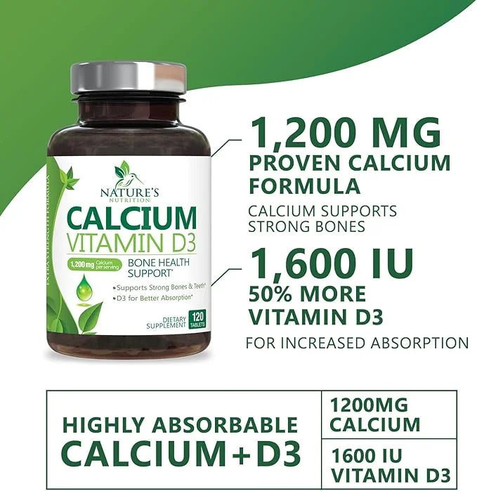 Calcium 1200 mg Plus Vitamin D3, 120 Tablets