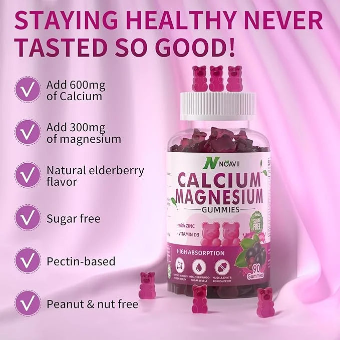 Calcium Magnesium Zinc Gummies with Vitamin D3, ashwagandha Flavor-90 Count