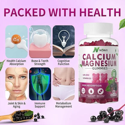 Calcium Magnesium Zinc Gummies with Vitamin D3, ashwagandha Flavor-90 Count