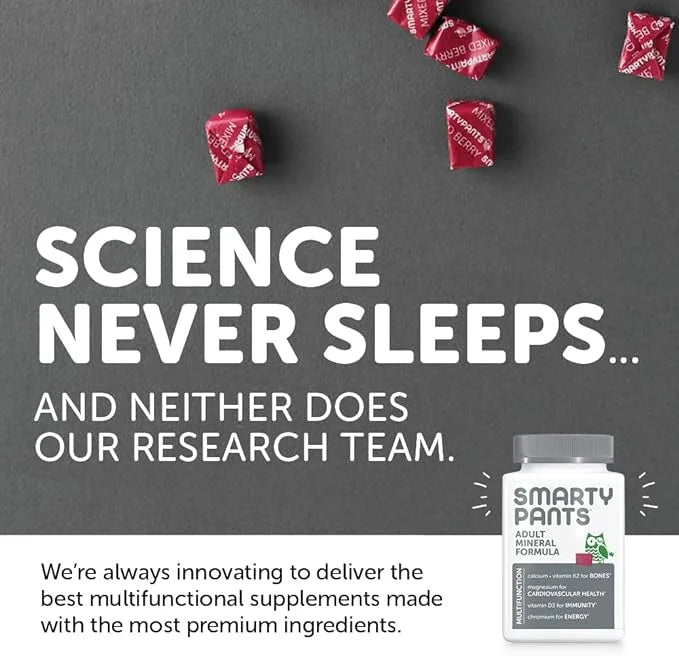SmartyPants Mineral Chews: Magnesium Citrate & D3, Vitamin K2, Zinc 60 Count (30 Day